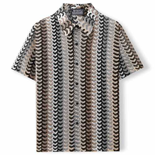 Cross-border men's clothing, European and American style men's knitted shirts, summer new colorful hollow-out breathable short-sleeved shirt A0404