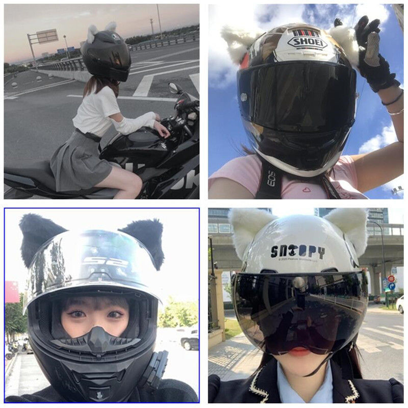 Decorative Cat Ears Accessory for Motorcycles, Electric Scooters, Kuromi Headwear, Helmet, Detachable 3D Motorcycle Accessory