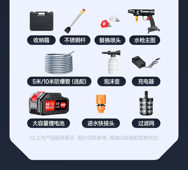 Suitable for wireless car washers, high-pressure water guns, home cleaning tools, 2026 new model, powerful rechargeable lithium battery