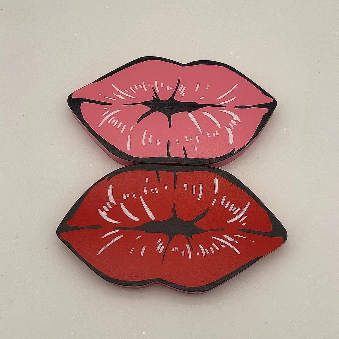 Transfronterizo popular Día de San Valentín gran labio rojo decoración de madera hogar ambiente decoración romántica