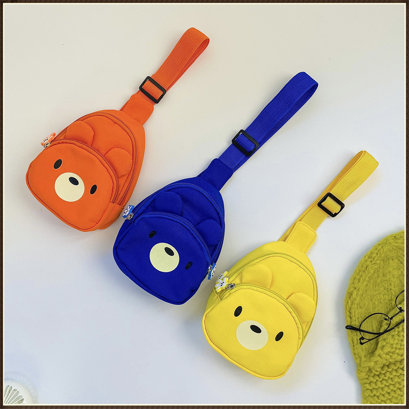 Square Shape Children Unisex Canvas Cartoon Cute Square Zipper Fanny Pack