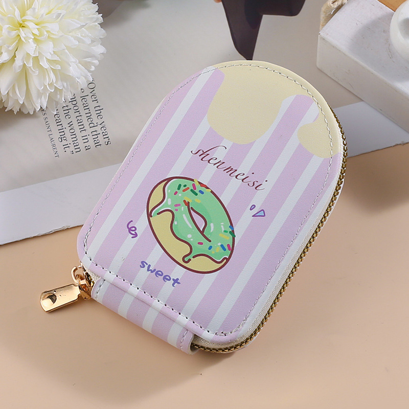 Ventas transfronterizas de dibujos animados donuts bolsa de tarjetas de órgano para mujeres tarjetas de órgano compactas de tarjetas de tarjetas múltiples bolsas de cambio