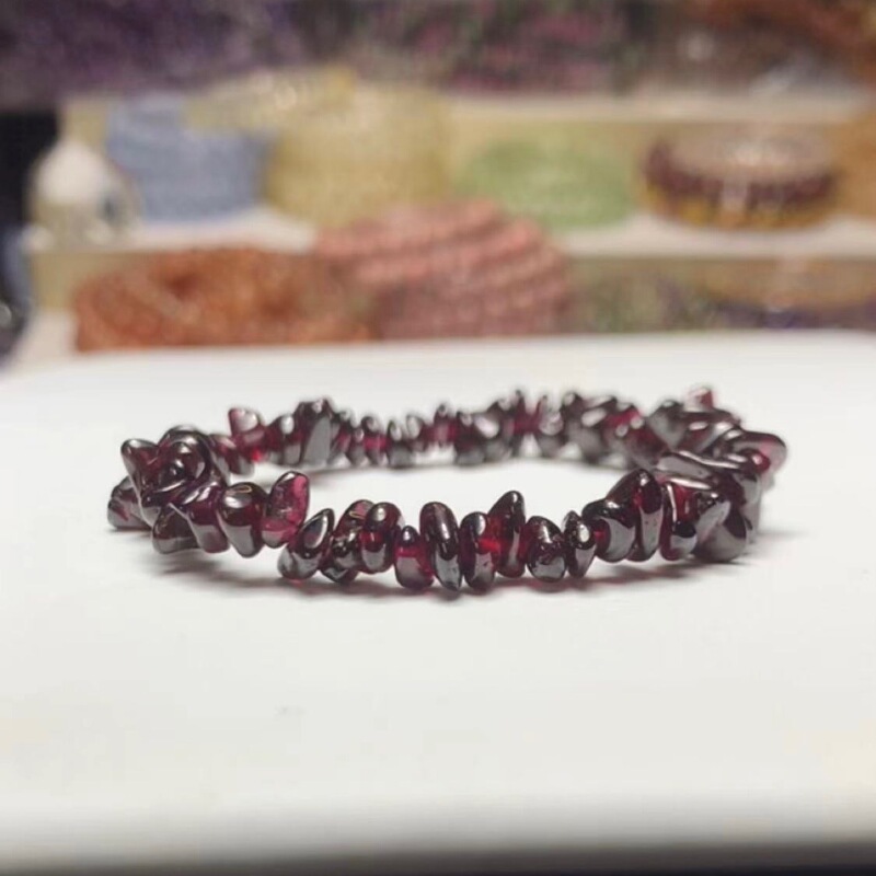 Premium Crystal Color Garnet Freeform Bracelet Blood Red Loose Stone Bracelet Jewelry Women's Bracelet Crystal Beads