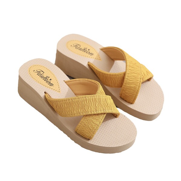 ethnic solid color casual fashionable women's slippers platform