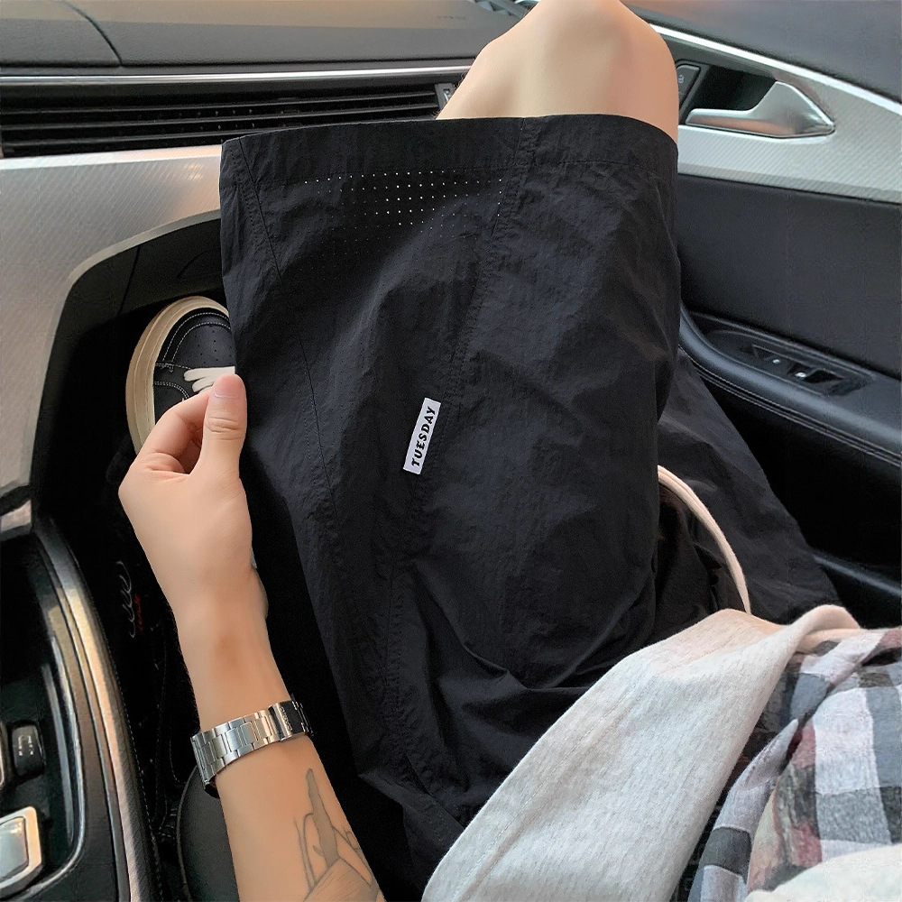 Mesh Ice Silk Quick-Drying Shorts Men's Summer Thin American Fashion Brand Outer Wear Mid-Pants Breathable Loose Casual Five-Point Pants