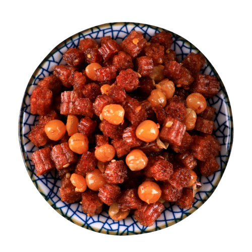 Hunan Specialty Spicy Rice Noodles Snack Jiugui Green Beans Vegetarian Beef Granules 500g Bulk Spicy Snack Wholesale