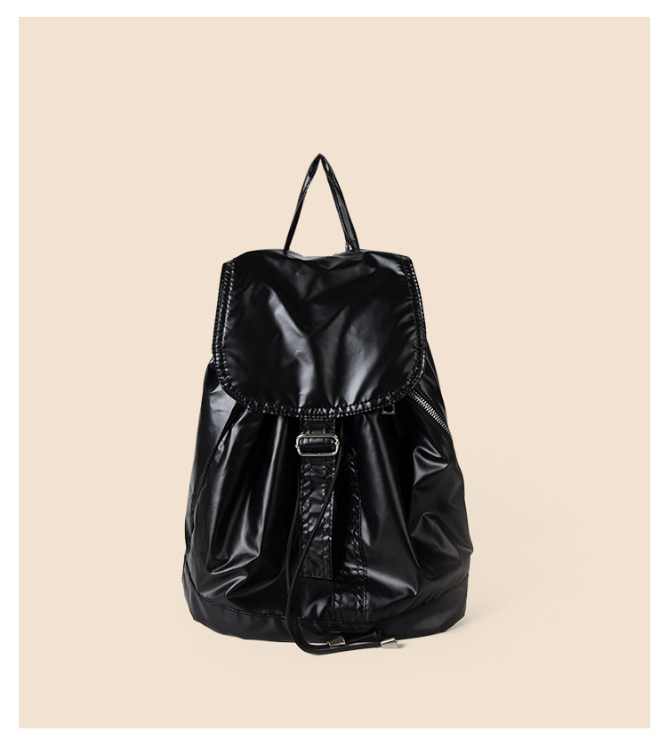 Korean version shiny silver drawsring high-end feel, ligh ravel large capaciy backpack, universiy women's_voghion.com