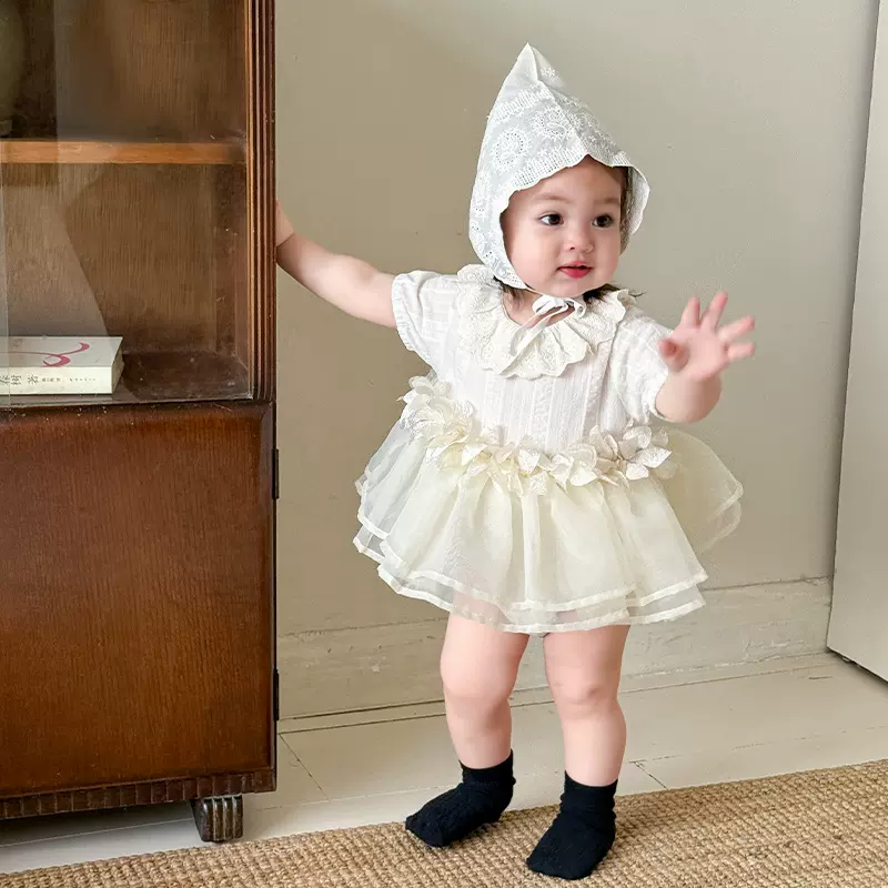 蔗梨童装婴儿宝宝包屁连衣裙夏季2025新款儿童公主裙女童a类爬服