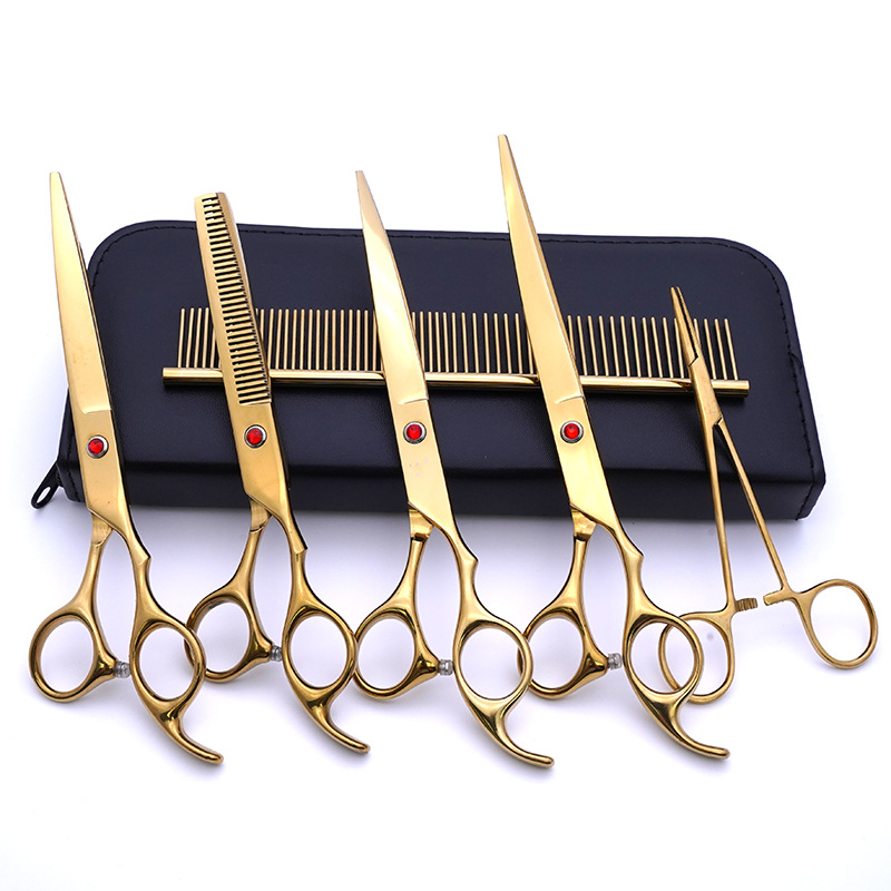 Acero inoxidable directo de fábrica Tijeras para mascotas de 7 pulgadas Tijeras de belleza para perros Tijeras de pelo de peluche