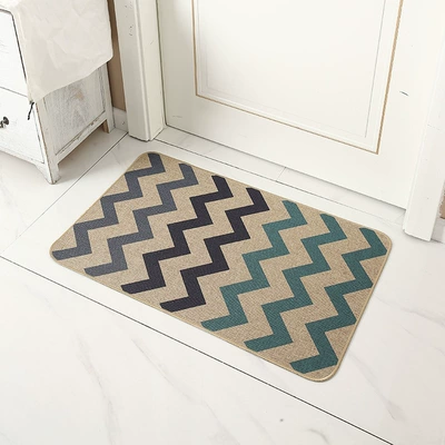 wear-resistant bathroom mat, Avtomobil döşəmə paspasları - lotus-colored-stripes-4060cm-linen