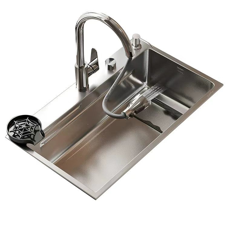 Fregadero de Cocina de un Seno con Textura Grabada SUS304 de Acero Inoxidable