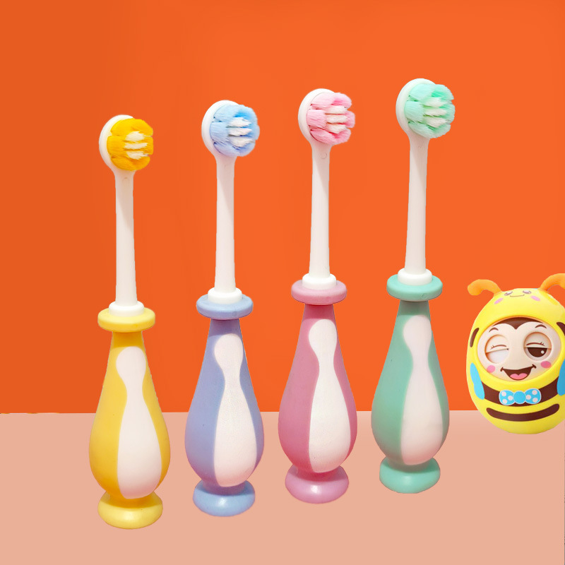 Children's shaped hole round head soft bristle toothbrush cartoon baby 2-3-4-5-6 years old training suction cup toothbrush supermarket