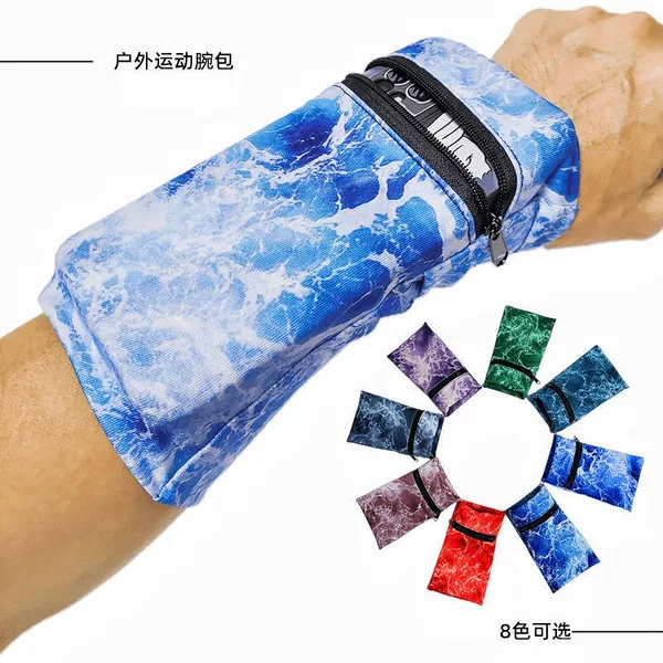 In stock cross-border outdoor sports wrist bag running fitness mobile phone arm bag breathable elastic arm band key arm bag
