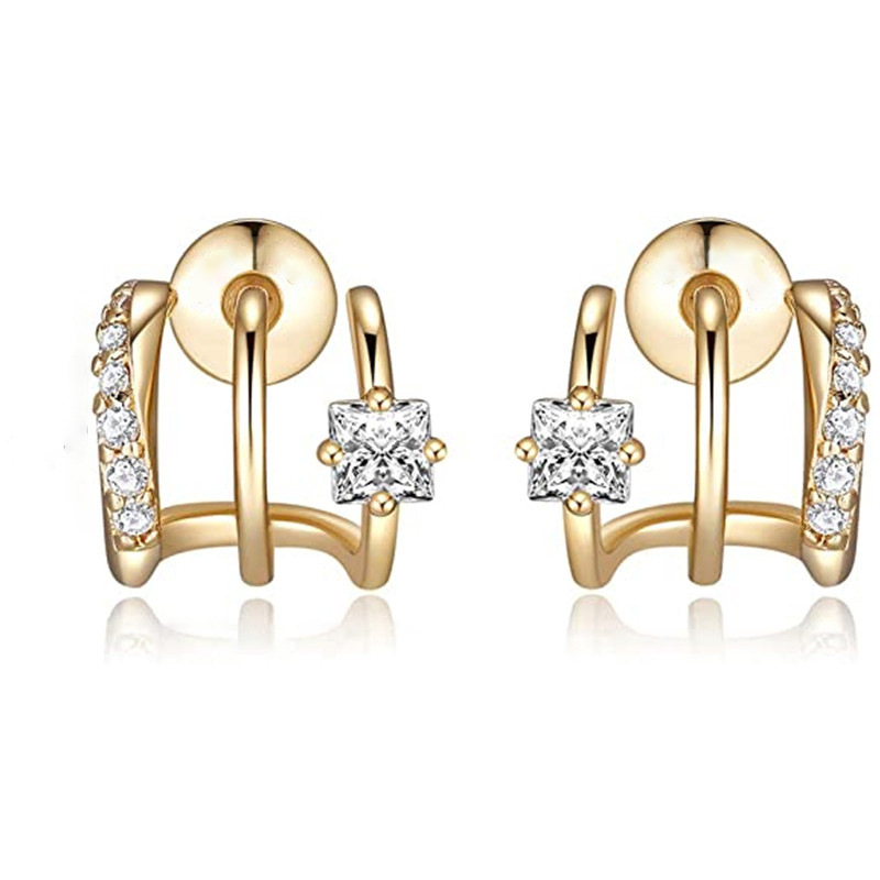 European and American Cross-Border Hot-Selling Fashionable Three-Claw Curved Diamond Earrings for Women Personalized Earrings