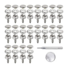 20套15mm不锈钢螺丝大白扣船舶暗扣游艇帆布纽扣含工具按扣供跨境
