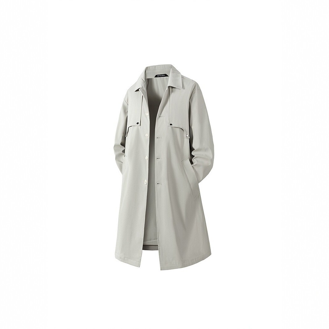 Men's spring and autumn mid-length trench coat with a turn-down collar, loose and casual, versatile and trendy, slimming and stylish