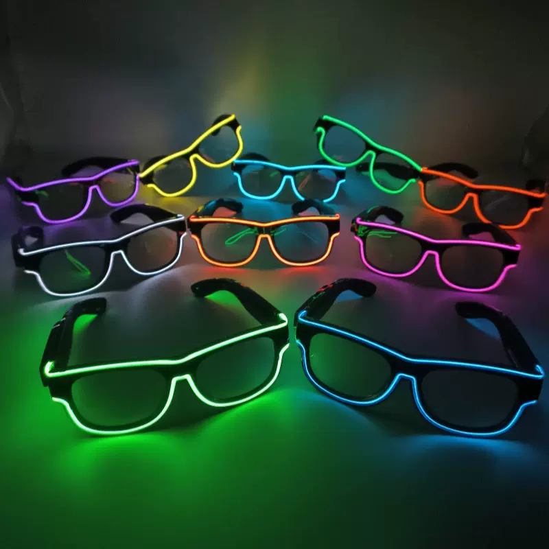跨境EL发光眼镜可充电LED冷光墨镜音乐节酒吧派对聚会