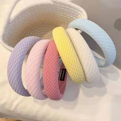 Candy-colored waffle headband increases the top of the head and shows spring and summer new style sponge headband solid color wide-brimmed hairpin for washing face