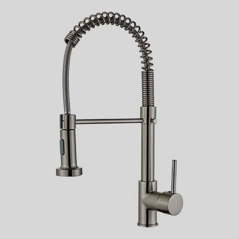 Grifo Extraíble de Cocina con Resorte de Acero Inoxidable, Agua Fría y Caliente, Giratorio