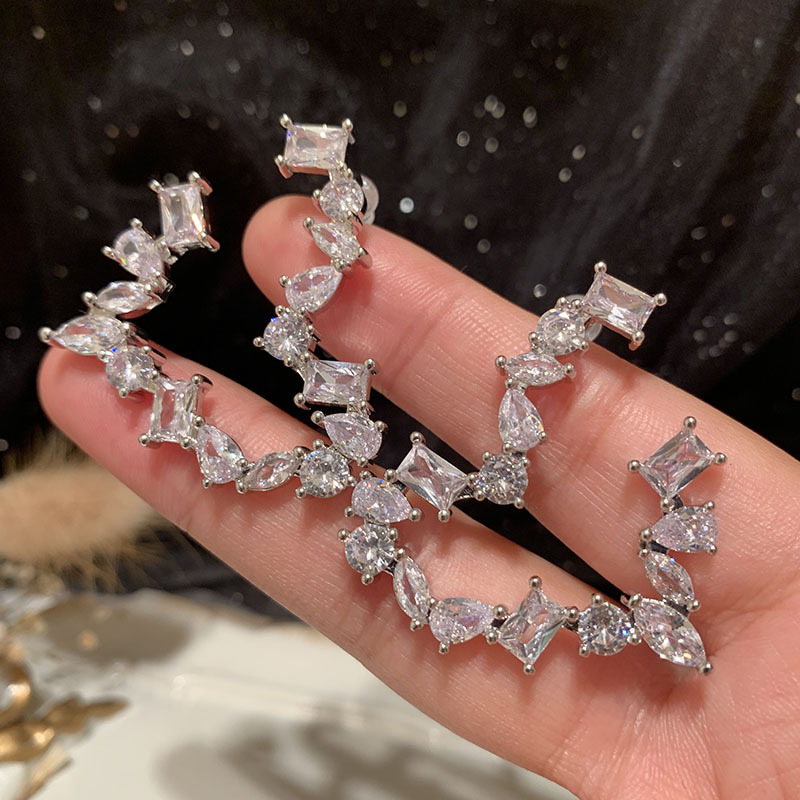 Broken Love Earrings Irregular Zircon Super Flash Personality…