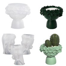 花环少女蜡烛杯树脂硅胶模具 滴胶diy嘘声女孩人像石膏花盆批发