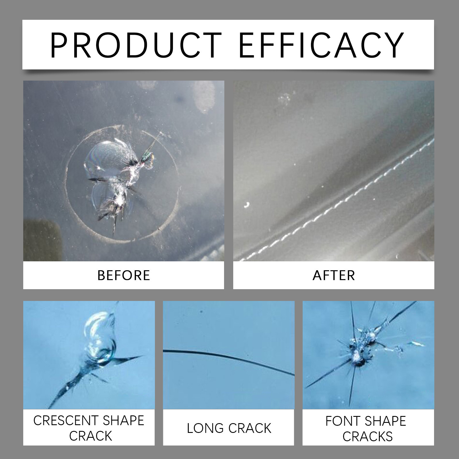 HOMONTH glass crack care suit clear vision car front windshield nano repair liquid suit
