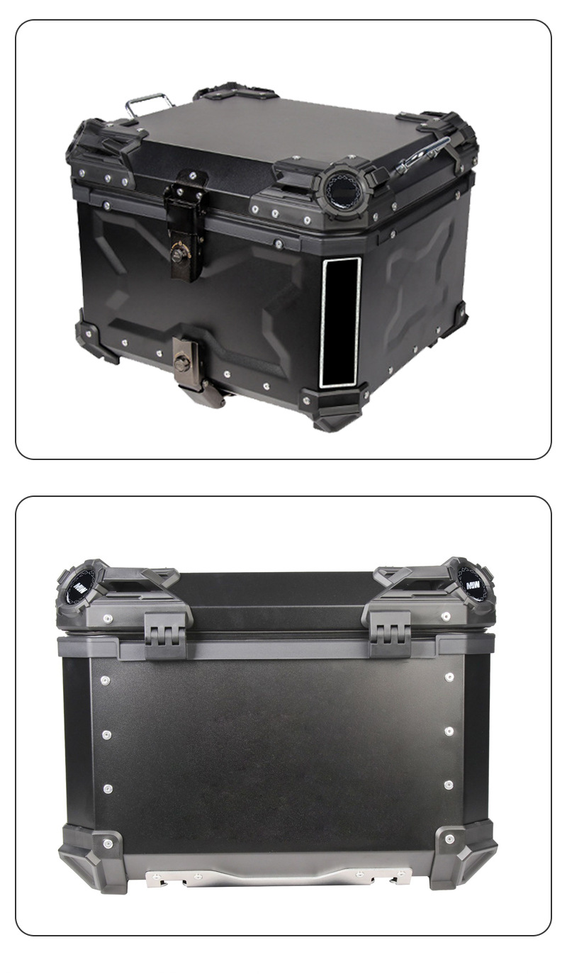 Wholesale Motorcycle 45L Three-Sided X-Pattern Rear Trunk with Double Lock Design, Electric Vehicle Trunk, Motorcycle Aluminum Alloy Trunk