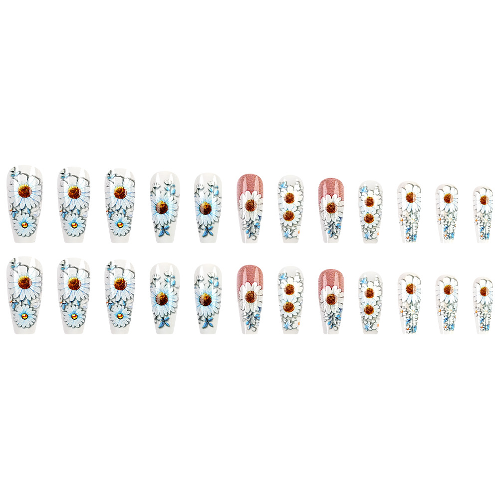 Primavera margarita blanca estilo de ballet manicure largo parche de uñas falsas al por mayor Europa y los Estados Unidos ventas calientes para usar parches de uñas image 6