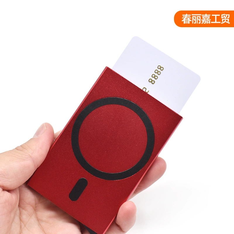 Magnet bottom push card cover aluminum alloy card clip automatic ejection card bag ID card set credit card bank card box