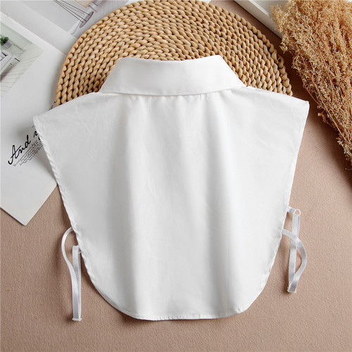 Pure white standing small lapel women's shirt fake collar black and white