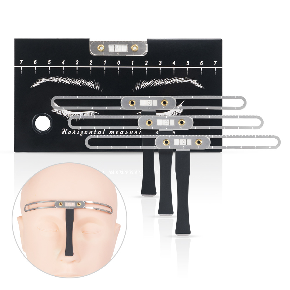 Stainless steel eyebrow level ruler, three-point positioning ruler for eyebrow makeup, golden ratio ruler for permanent makeup.