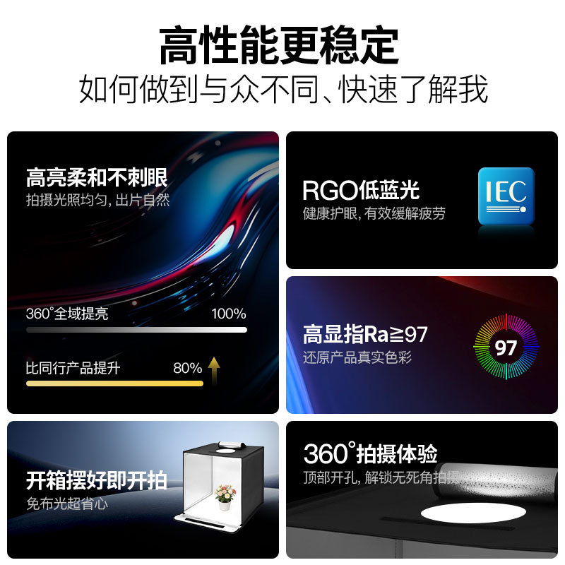 专业摄影棚拍摄灯箱补光灯手播套装直播间专用饰品彩妆拍照摄影箱