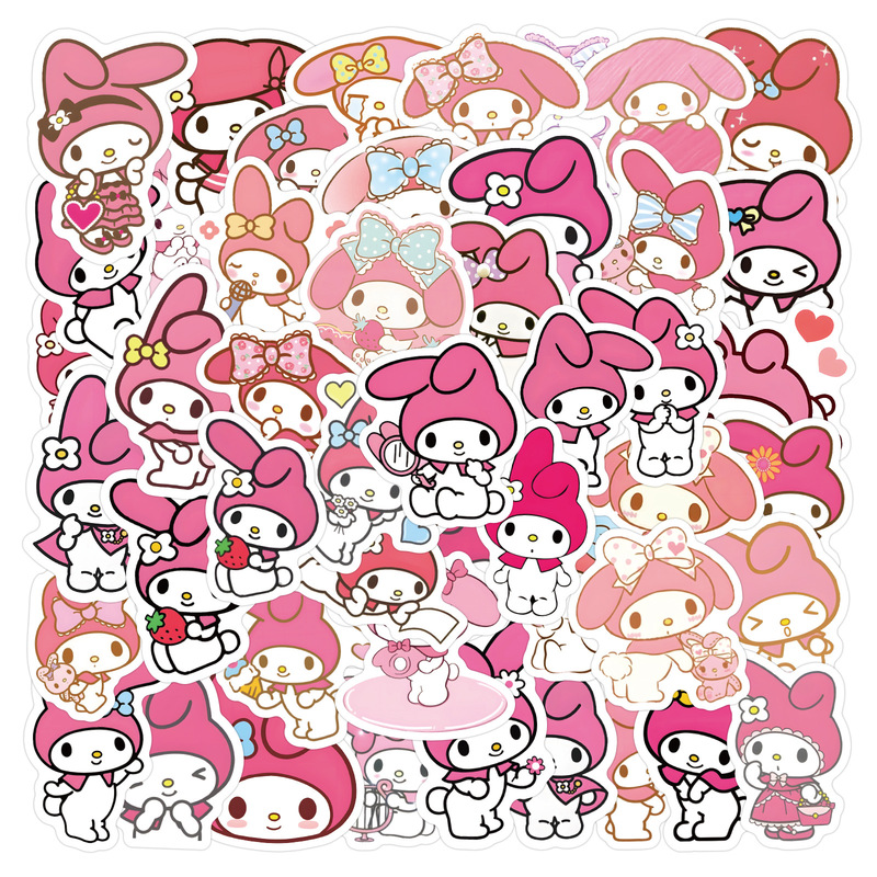 60 Cartoon Sanrio Melody Stickers Decorative Handbook Stationery Water Cup Computer Waterproof Stickers
