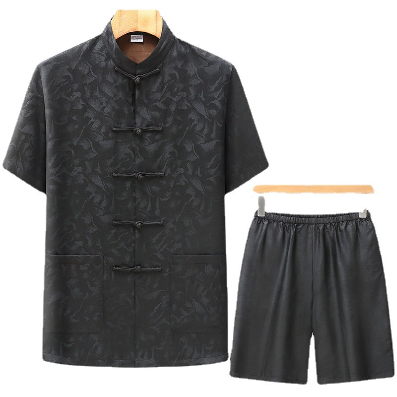 Summer set, silk shirt, with short sleeve
