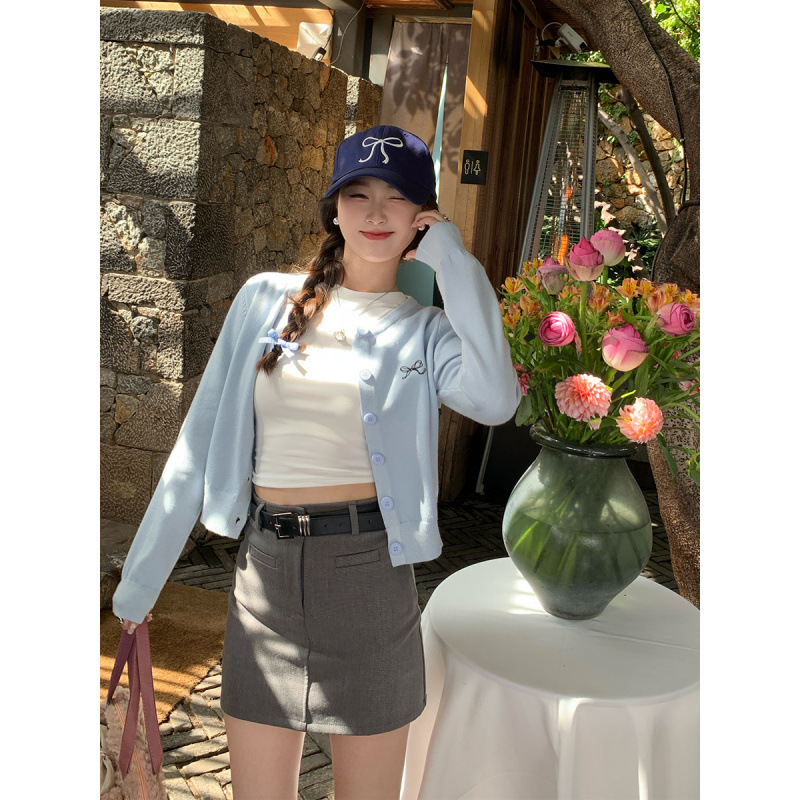 超好看独特漂亮开衫毛衣女2025新款秋冬穿搭蓝色针织外套春装上衣|undefined
