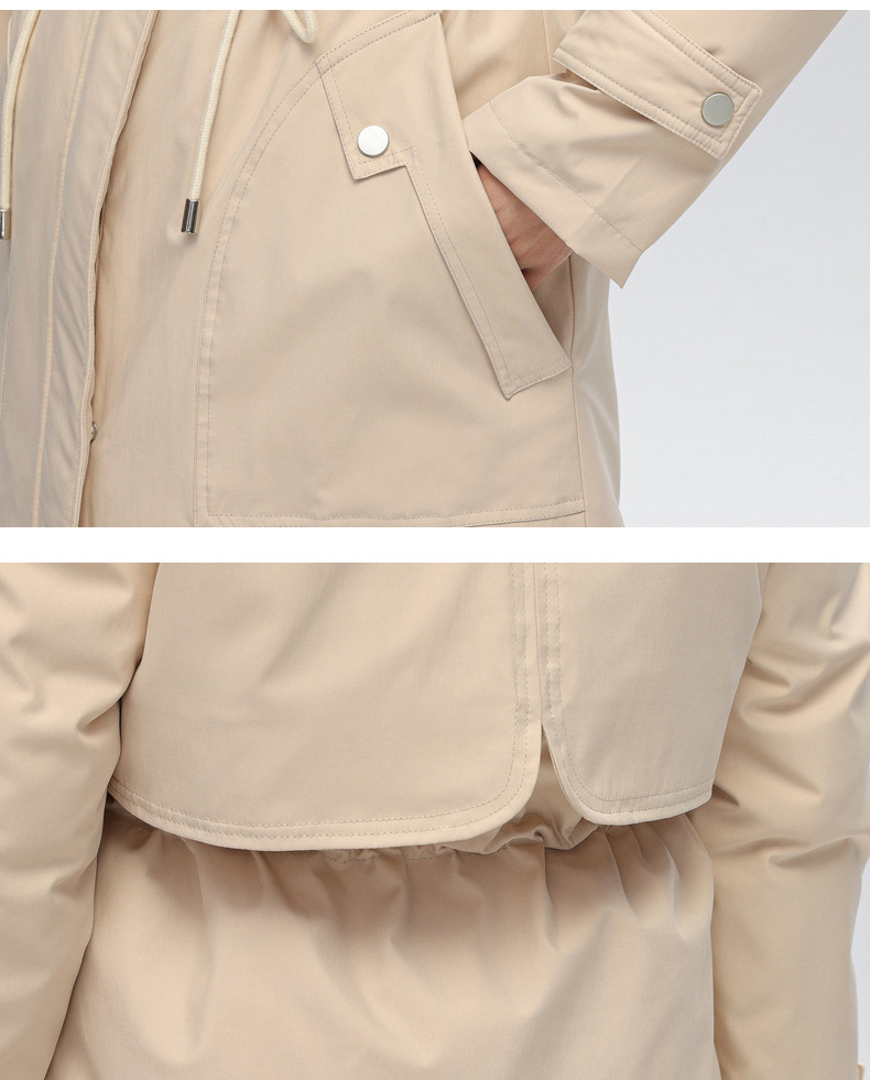 Dames parka met afneembare bontkraag halflang gevoerd_voghion.com
