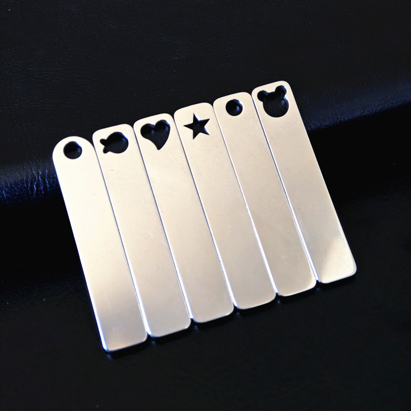 Stainless Steel Keychain Anti-Lost Tag Blank Phone Number Plate Stainless Steel DIY Jewelry Accessories Can Be Engraved