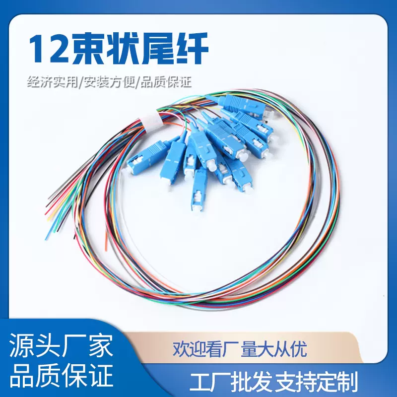 三环插芯SC/UPC插头室外方头光纤跳线12芯SC接口12束状尾纤跳线