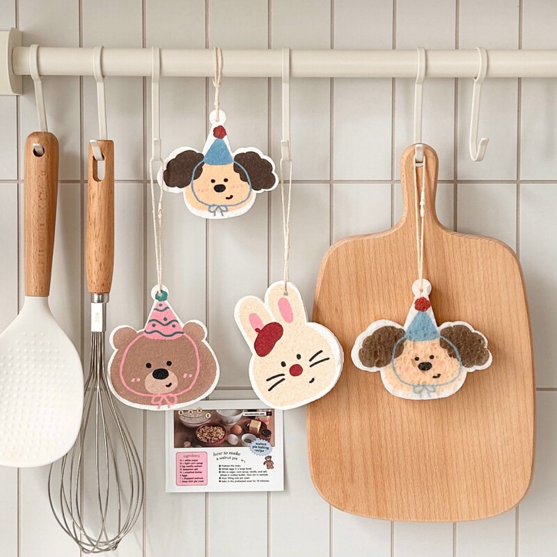 Chef Lele Ins Cute Natural Wood Pulp Cotton Rag Wash Dishes and Wipe Wipe Artifact Decontamination Smear Cloth Kitchen Artifact