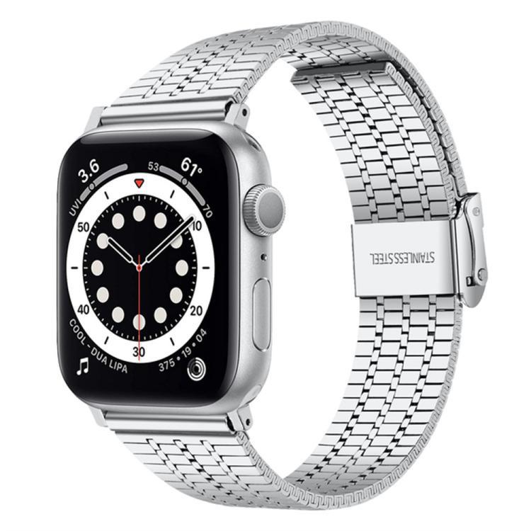 Aplicable para Apple Watch 38 - 49mm siete perlas de hebilla correa de acero inoxidable metal finamente trenzado enlaces de cadena