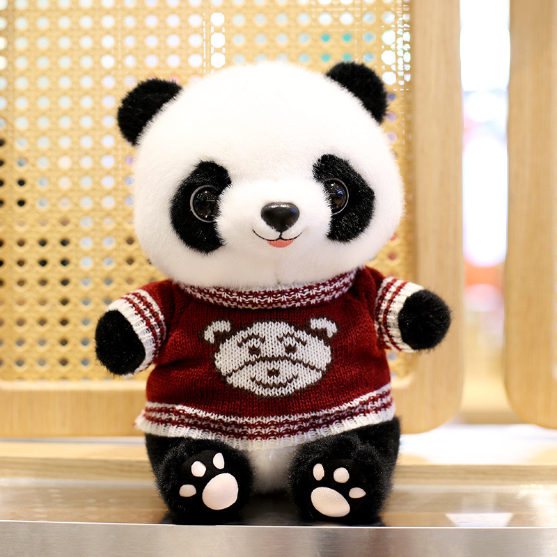 Disfraz encantador panda muñeca juguetes de peluche base panda recuerdos simulación tesoro nacional panda gigante puede agregar logotipo