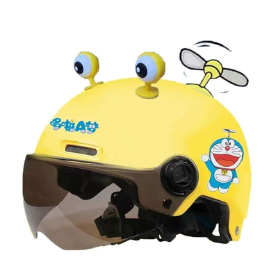 with sun protection for summer, lightweight and adjustable, Motosiklet kaskı (dəbilqə) - 3c-childrens-diy-yellow-windmill-with-yellow-eyes-tea-mirror-one-size-fits-all
