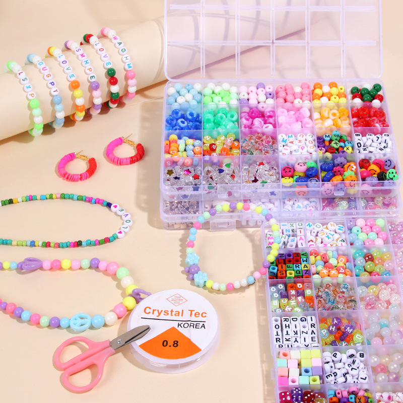 DIY con cuentas 24 rejilla en caja perlas sueltas accesorios de joyería pulsera hecha a mano collar educativo creativo Cadena de teléfono móvil