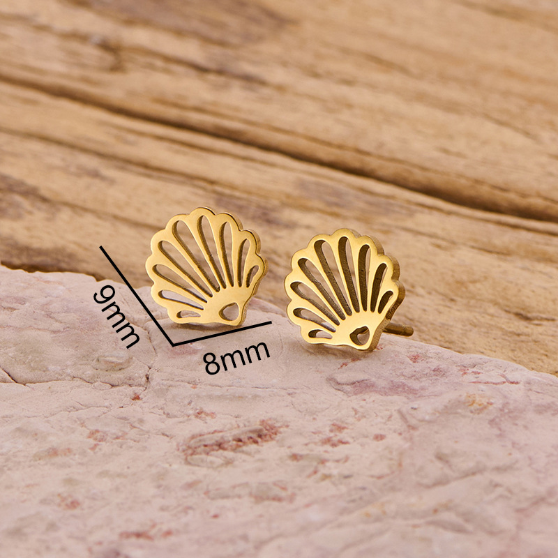 Nuevos productos de comercio exterior transfronterizo: pendientes minimalistas de acero inoxidable con diseño de flor, palmera y corona, estilo japonés y coreano, disponibles para venta al por mayor. image 3