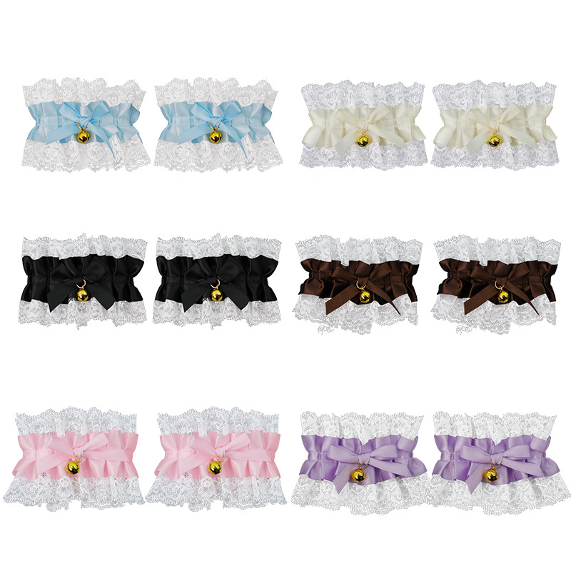 Lolita al por mayor encaje correa de cabello conjunto de clipes de cabello brazalete decoración de Halloween carnaval navidad conjunto de adornos de cabello