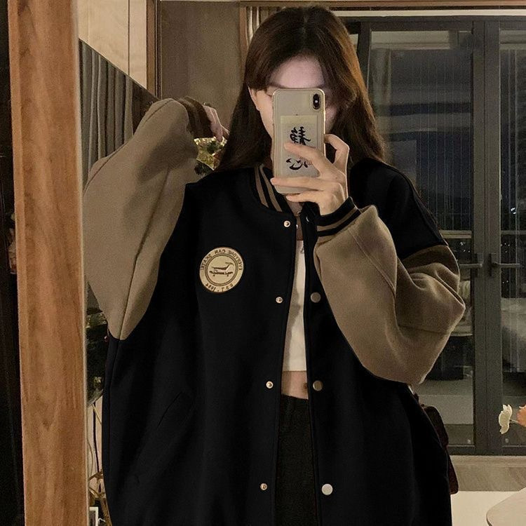 Lazy Style Baseball Suit Coat Women's Spring and Autumn European and American Style Autumn Coat Loose Casual Cardigan Sweater Ins Trendy Lazy Style Baseball Suit Coat Women's Spring and Autumn European and American Style Autumn Coat Loose Casual Cardigan Sweater Ins Trendy