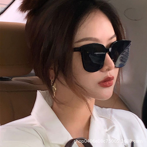 2024 new large-frame square sunglasses for women, black trendy high-end glasses, sunglasses for round faces, big faces, slimming