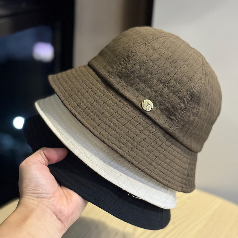 渔夫帽女春秋韩版圆顶显脸小盆帽休闲时尚百搭纯色日系遮阳帽子潮|undefined