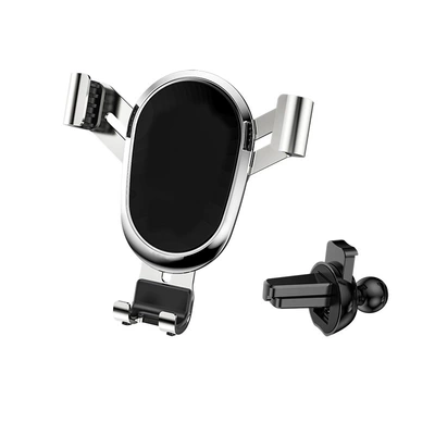 Car Mobile Phone Holder Suction Cup Air Outlet Multifunctional Mobile Phone Holder Car Gravity Holder Car Navigation Holder (Car phone holder) - air-outlet-style-silver