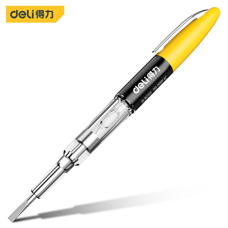 得力工具 高压矿用测电笔绝缘电工氖泡试电笔150-1500V  DL382150
